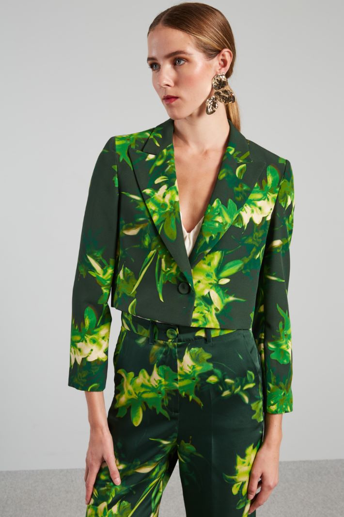 Bolero in cady stampato - VERDE - Fashion Market - 2