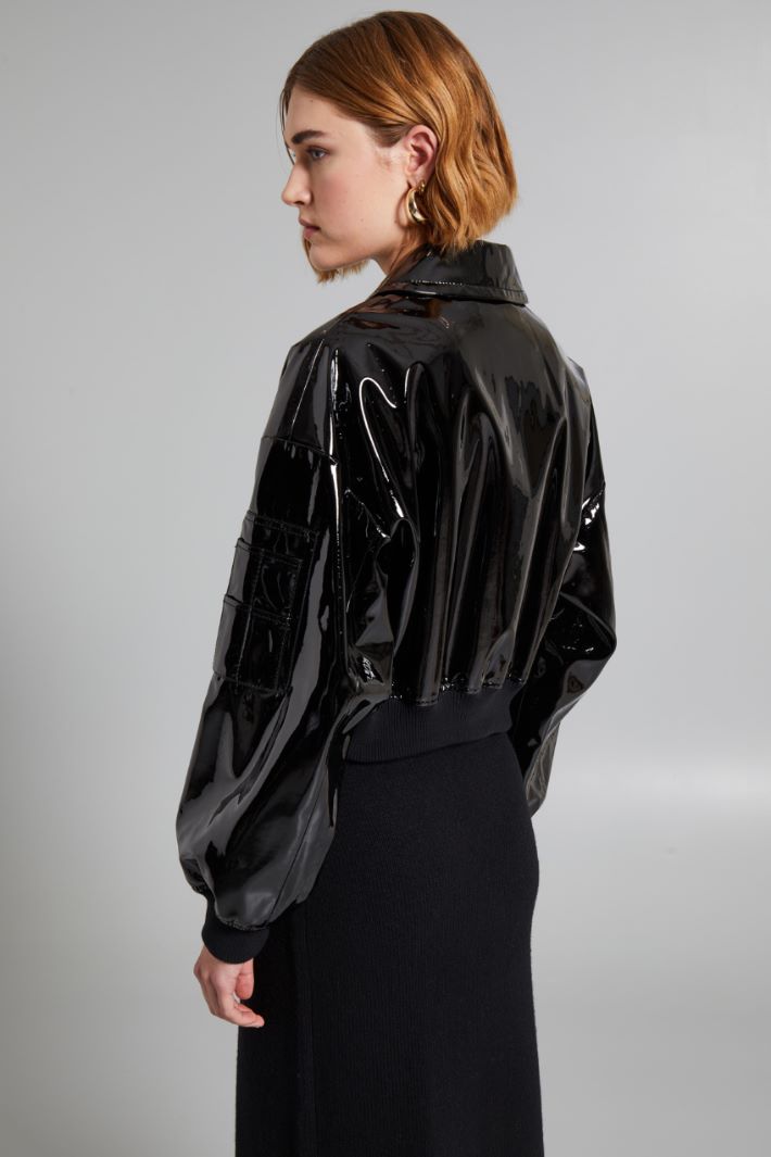 Giacca corta in vernice - NERO - Fashion Market - 4