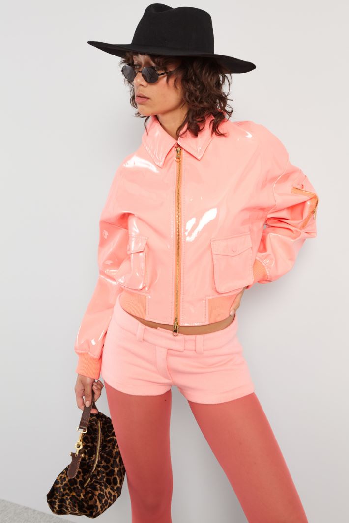 Giacca corta in vernice - ROSA ACCESO - Fashion Market - 2