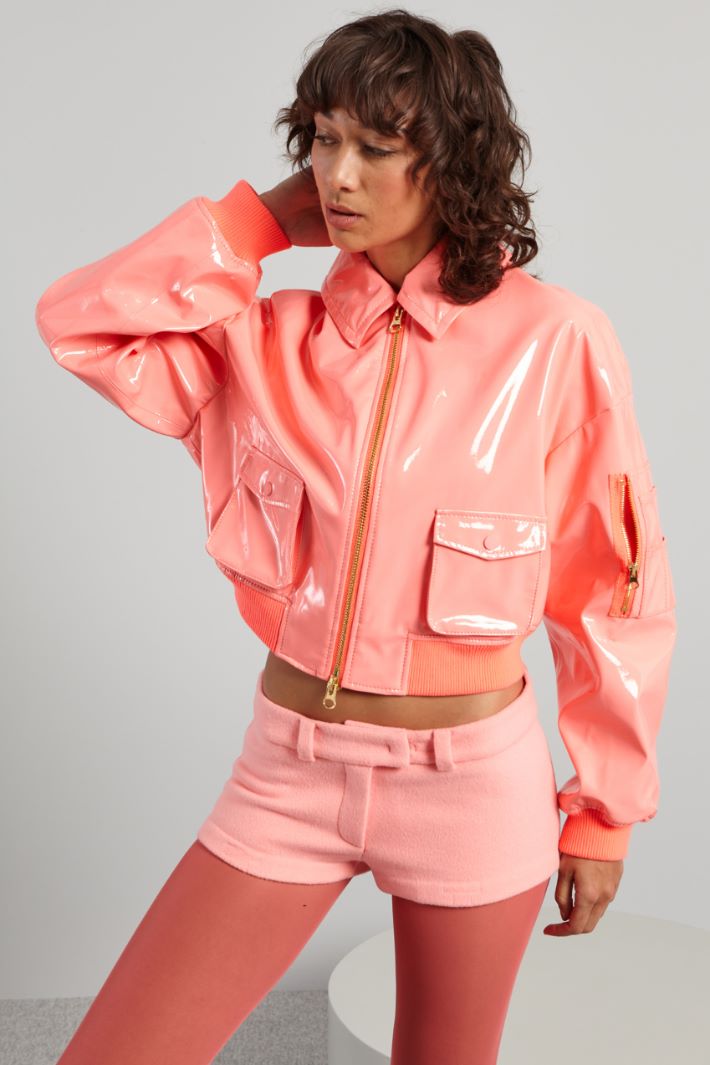 Giacca corta in vernice - ROSA ACCESO - Fashion Market - 3
