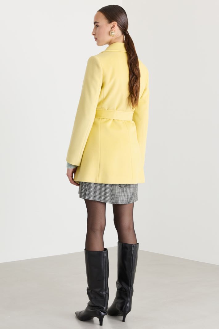 Cappotto a vestaglia in drap di lana - GIALLO - Fashion Market - 4