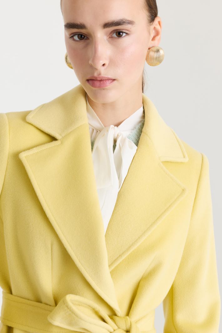 Cappotto a vestaglia in drap di lana - GIALLO - Fashion Market - 3