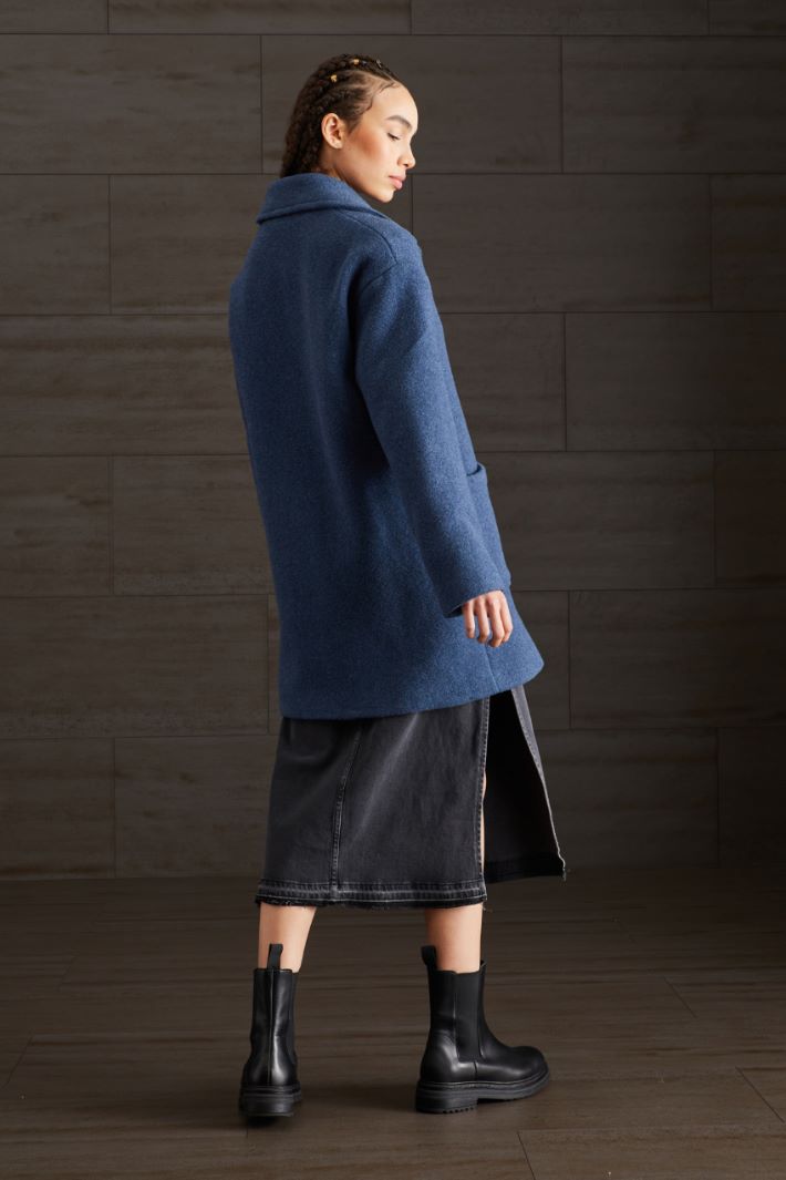 Cappotto in panno di lana - BLU ACCIAIO - Fashion Market - 4