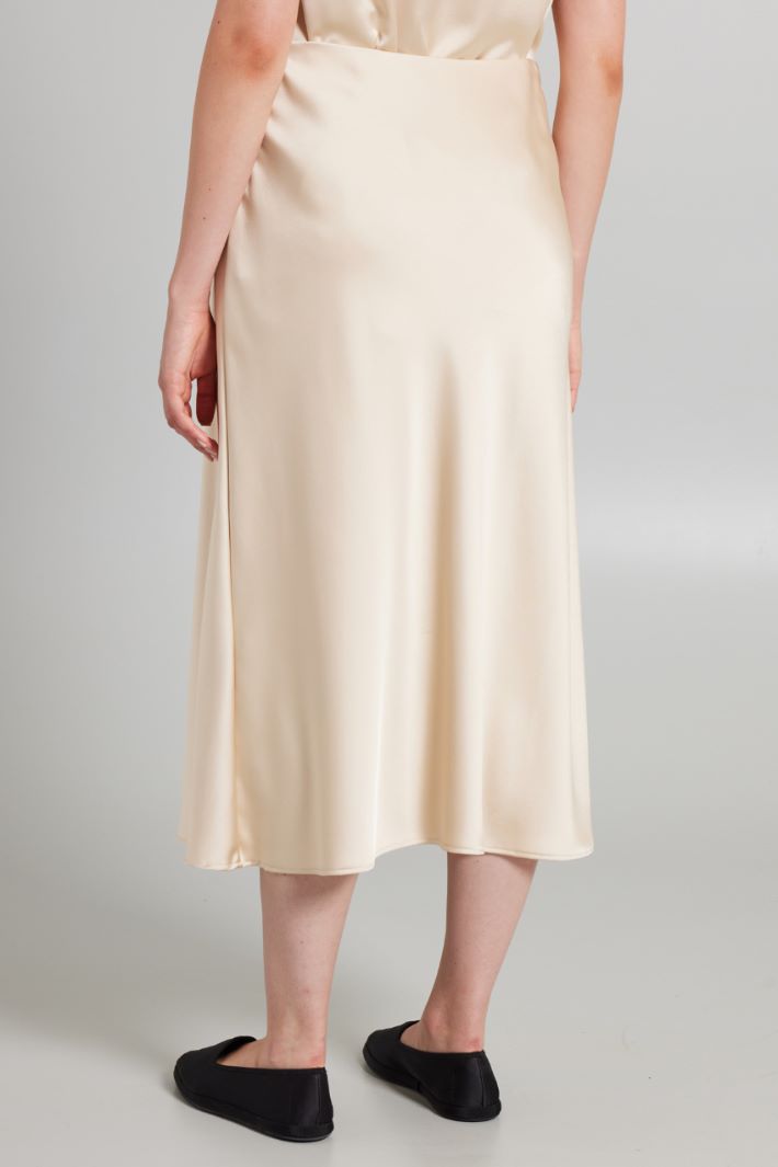 Gonna longuette in raso - CHAMPAGNE - Fashion Market - 4