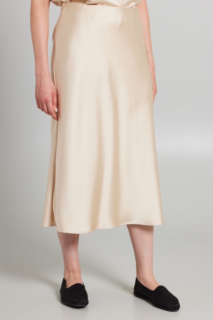 Gonna longuette in raso - CHAMPAGNE - Fashion Market - 2