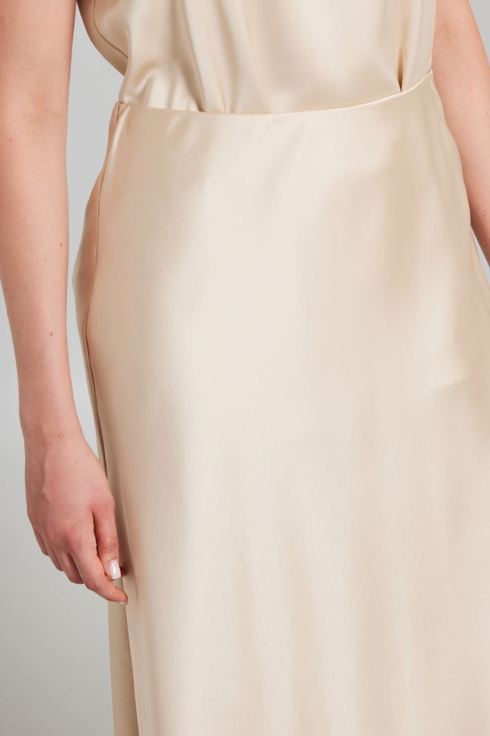 Gonna longuette in raso - CHAMPAGNE - Fashion Market - 3