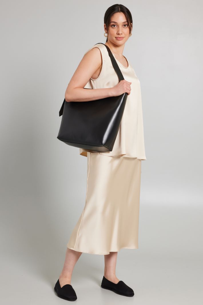 Gonna longuette in raso - CHAMPAGNE - Fashion Market