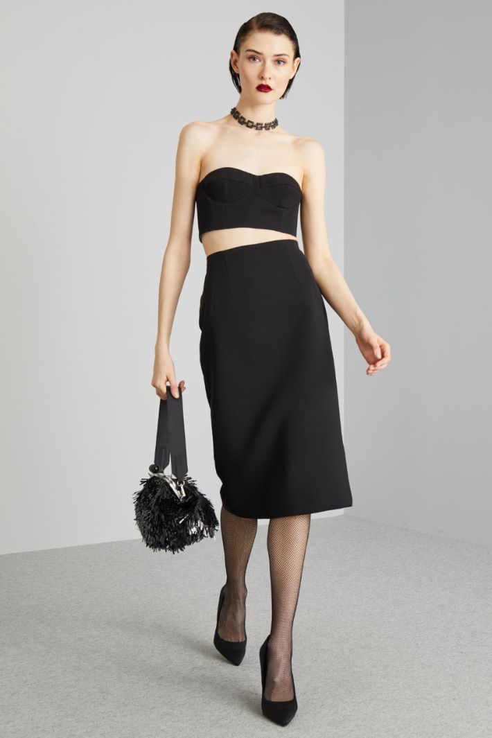 Gonna a tubo in cady - NERO - Fashion Market