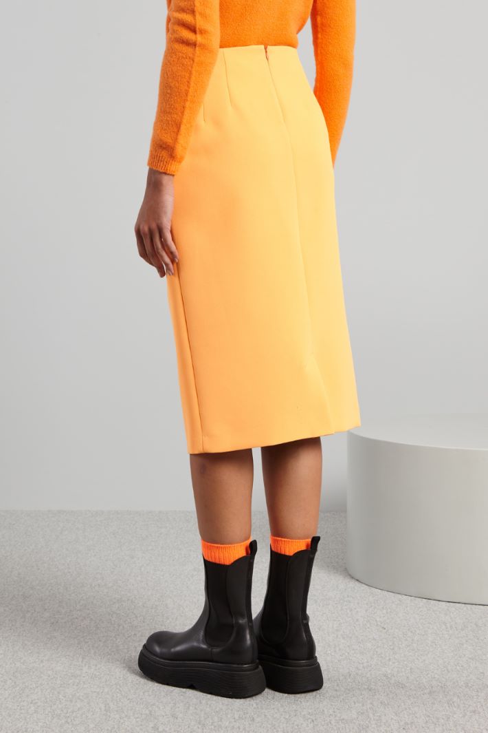 Gonna a tubo in cady - ARANCIONE - Fashion Market - 4