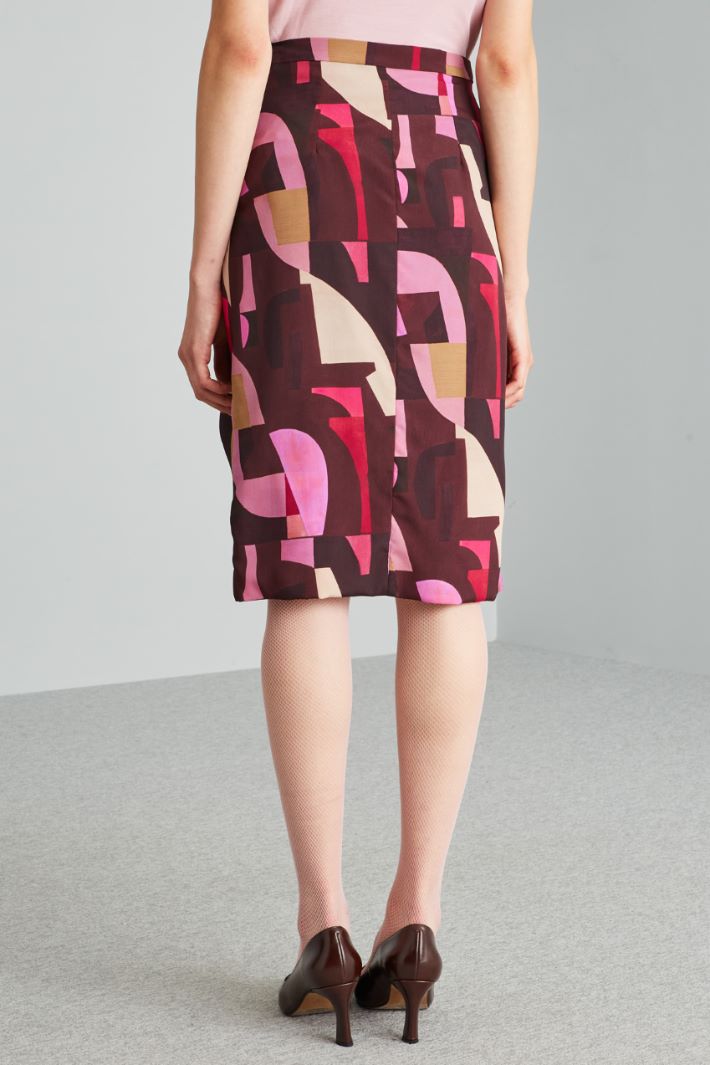 Gonna a tulipano con volant - BORGOGNA ROSA - Fashion Market - 4