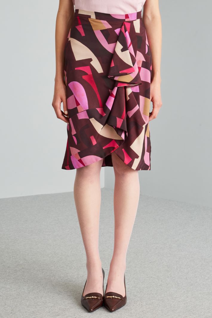 Gonna a tulipano con volant - BORGOGNA ROSA - Fashion Market - 2