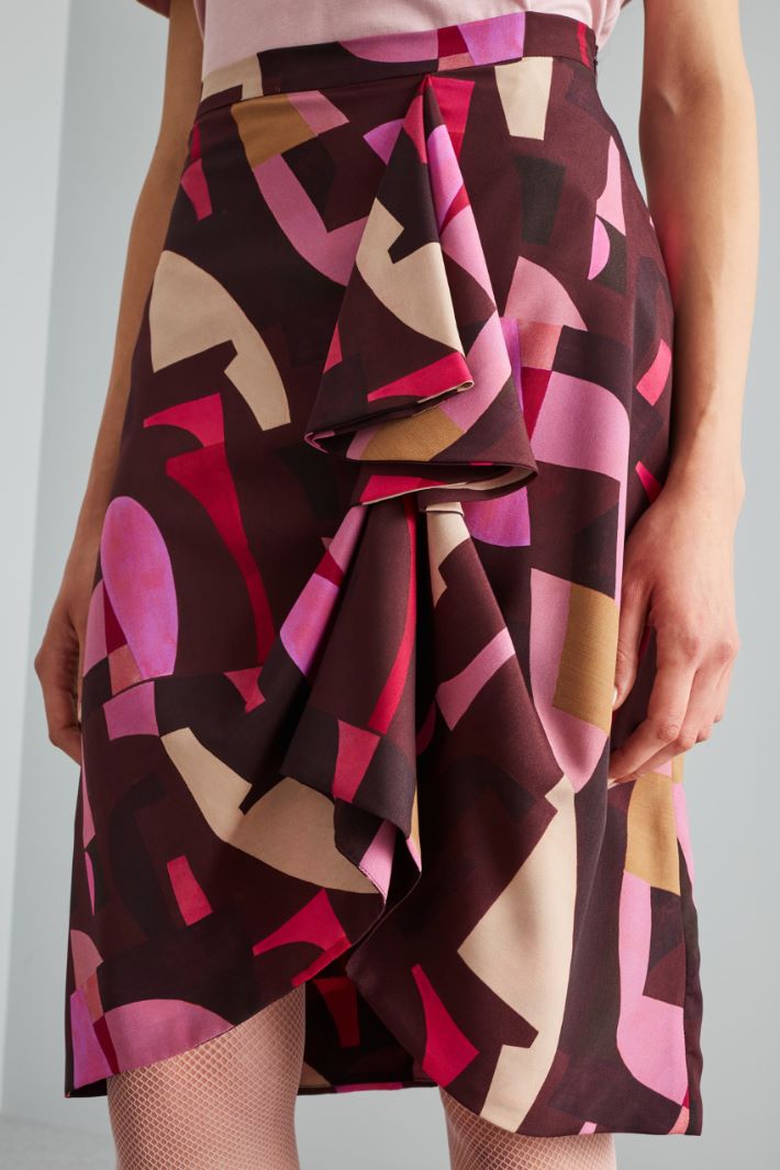 Gonna a tulipano con volant - BORGOGNA ROSA - Fashion Market - 3