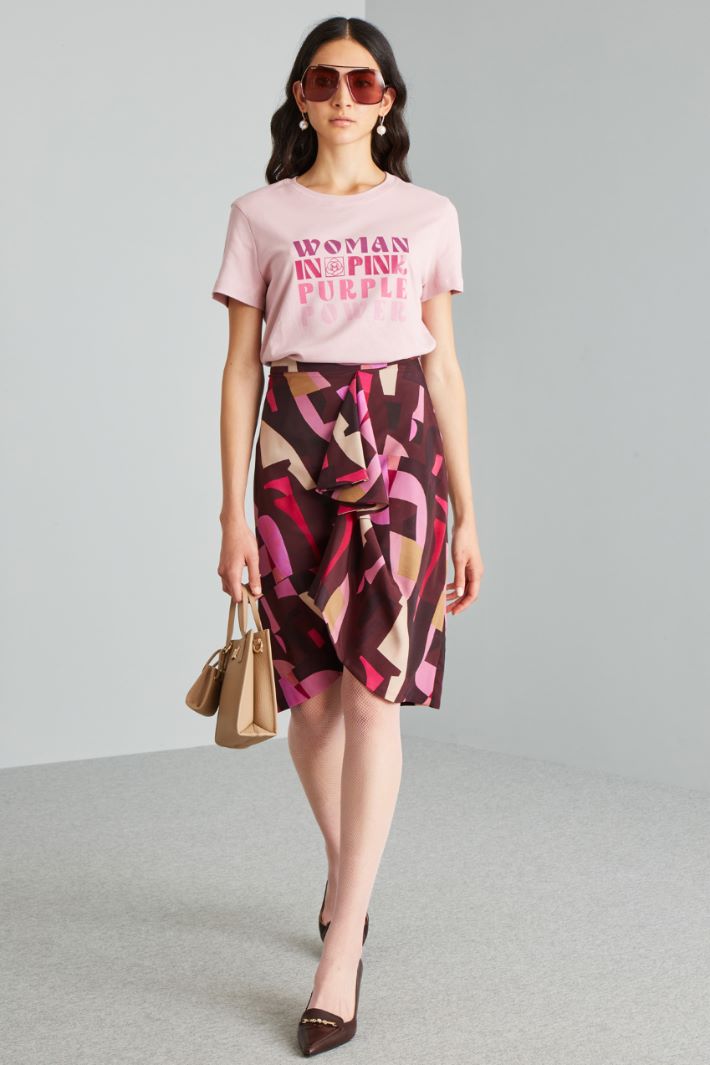 Gonna a tulipano con volant - BORGOGNA ROSA - Fashion Market
