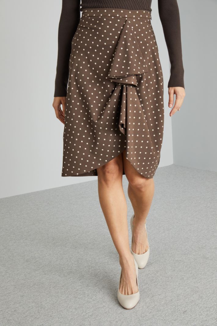 Gonna a tulipano con volant - MARRONE BURRO - Fashion Market - 2