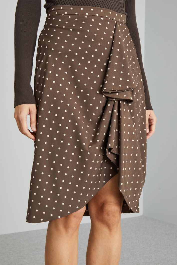 Gonna a tulipano con volant - MARRONE BURRO - Fashion Market - 3