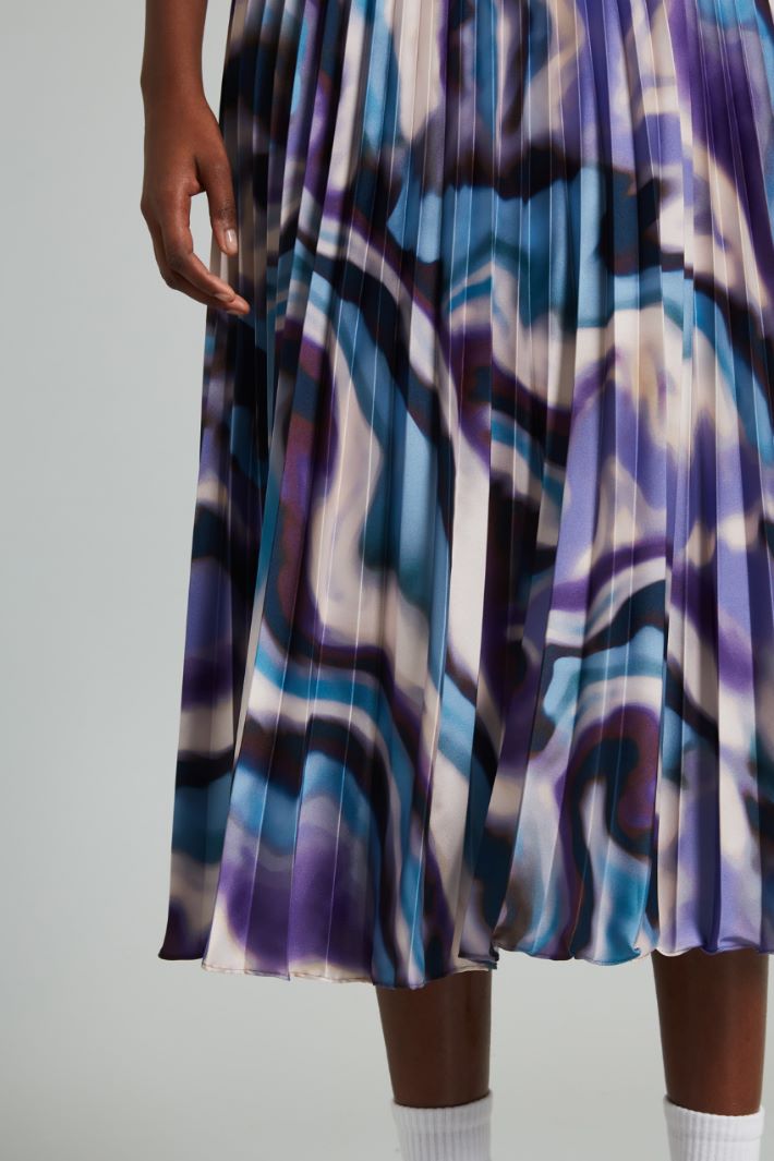 Gonna plissettata a fantasia - AZZURRO VIOLA GHIACCIO - Fashion Market - 3