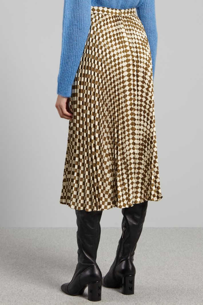 Gonna plissettata a fantasia - VERDE OLIVA PANNA - Fashion Market - 4