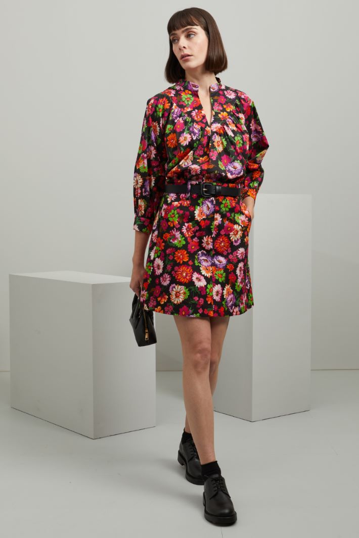 Gonna corta stampata - FUCSIA VERDE ARANCIONE - Fashion Market
