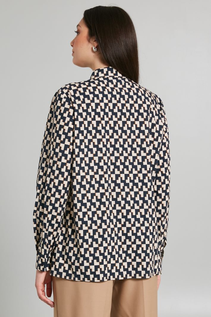 Camicia in popeline stampato - BLU PANNA - Fashion Market - 4