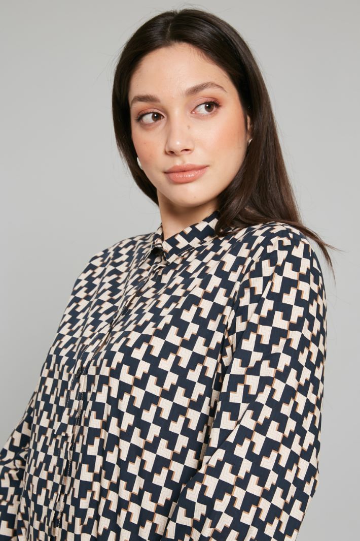 Camicia in popeline stampato - BLU PANNA - Fashion Market - 3