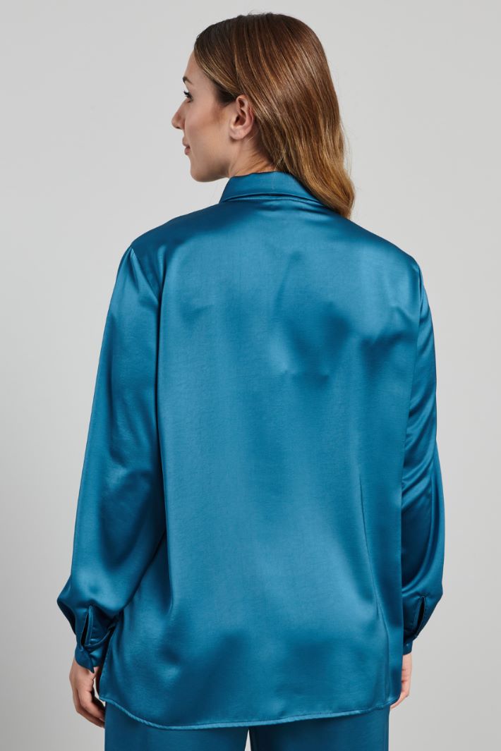 Camicia in raso - PETROLIO - Fashion Market - 4