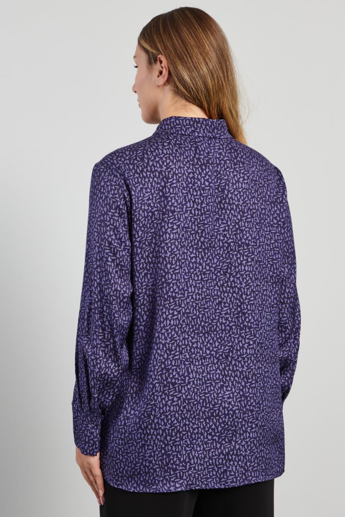 Camicia in twill stampato - VIOLA LILLA NERO - Fashion Market - 4