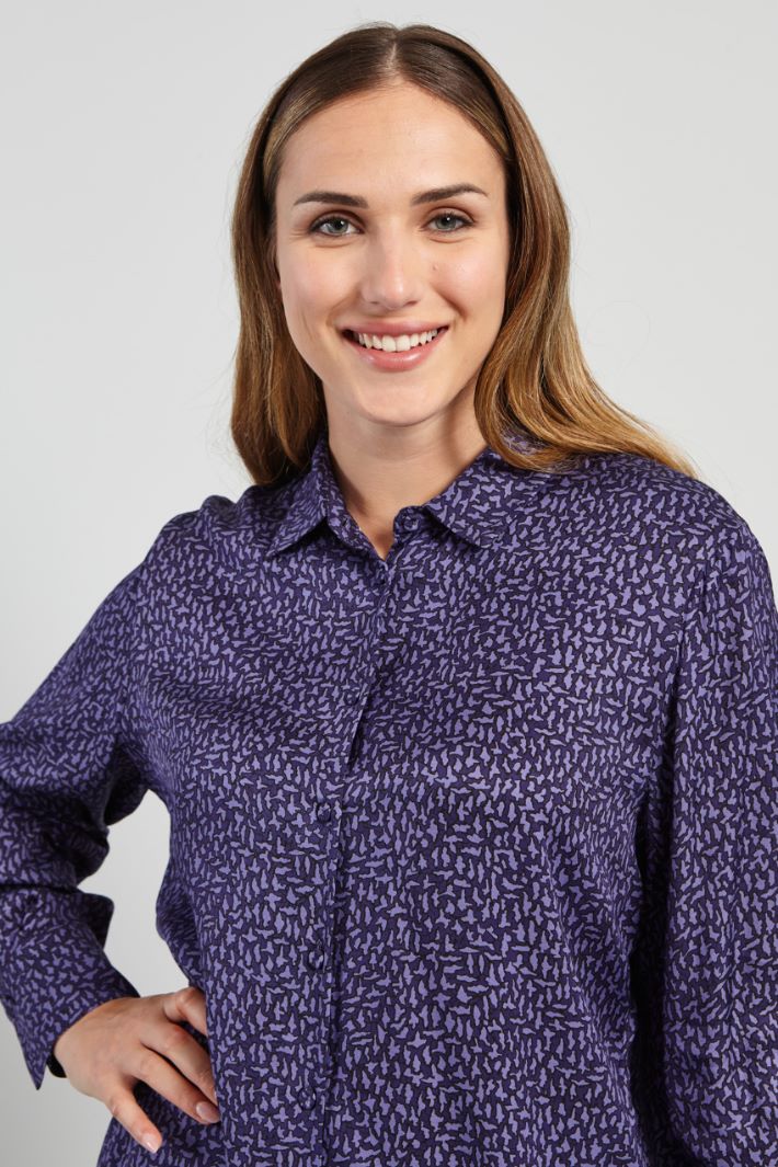 Camicia in twill stampato - VIOLA LILLA NERO - Fashion Market - 3