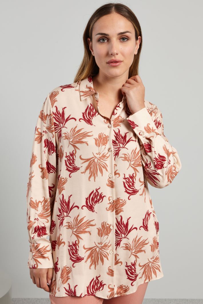 Camicia in twill stampato - CIPRIA ROSA ROSSO - Fashion Market - 2