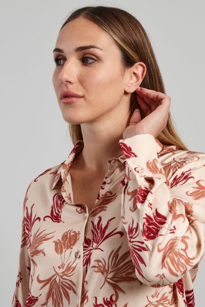Camicia in twill stampato - CIPRIA ROSA ROSSO - Fashion Market - 3