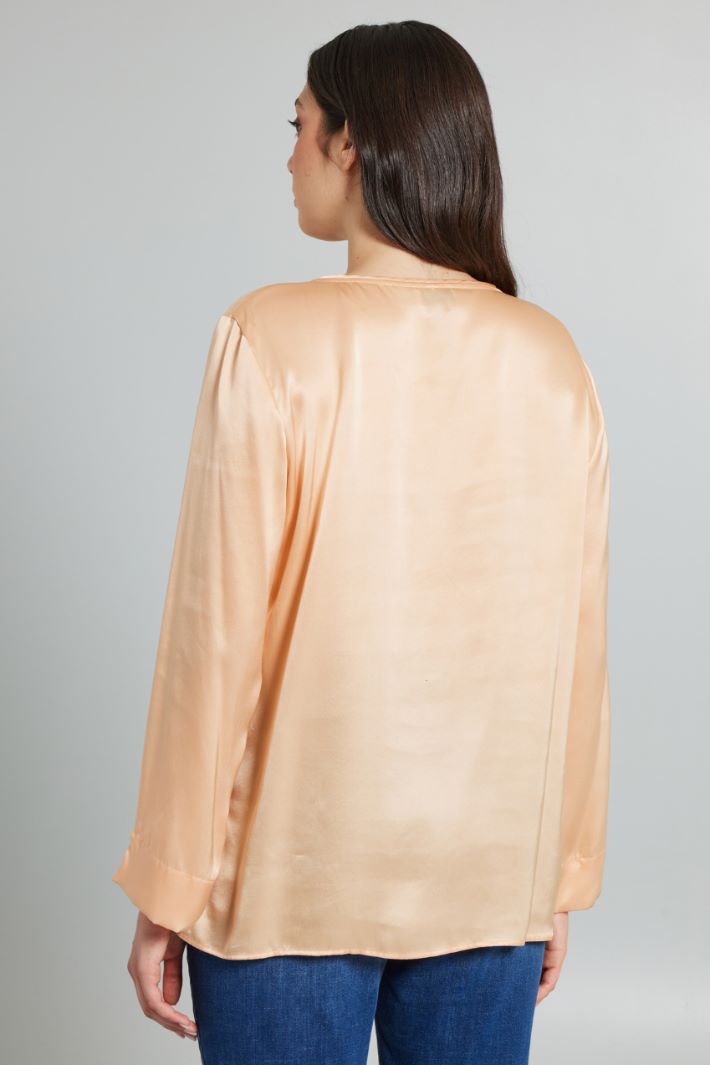 Blusa in seta lavata - ROSA PESCA - Fashion Market - 4
