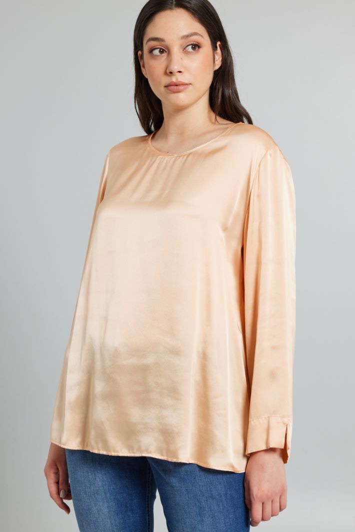Blusa in seta lavata - ROSA PESCA - Fashion Market - 2