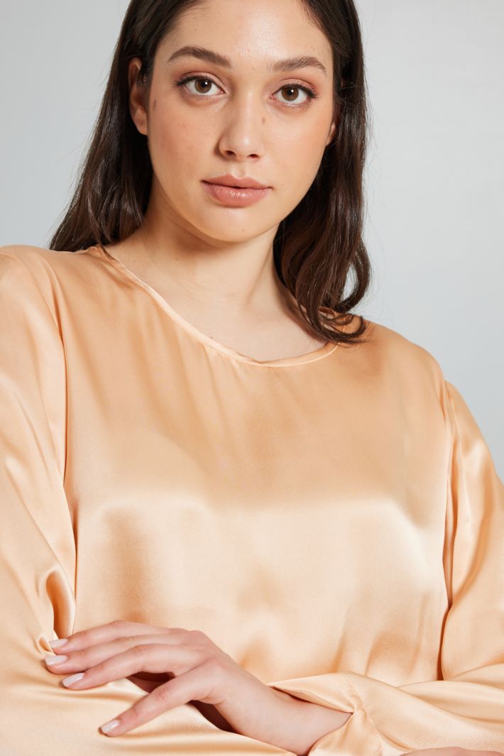 Blusa in seta lavata - ROSA PESCA - Fashion Market - 3