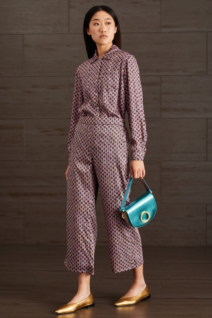 Camicia a fantasia - ROSA MARRONE AZZURRO - Fashion Market