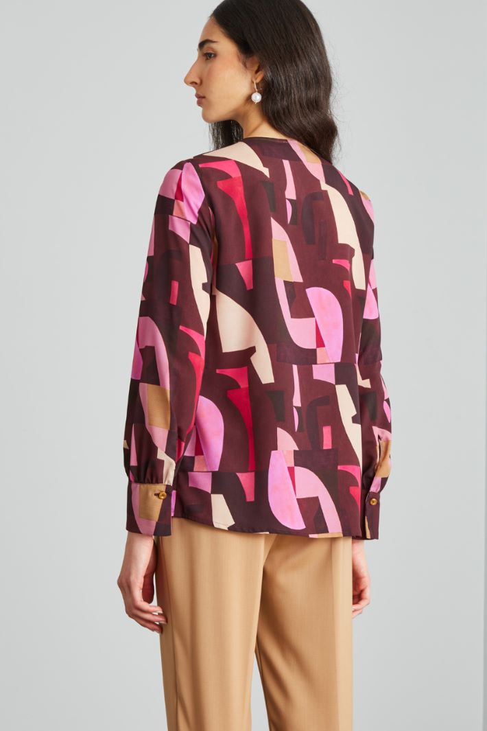 Blusa con fiocco - BORGOGNA ROSA - Fashion Market - 5