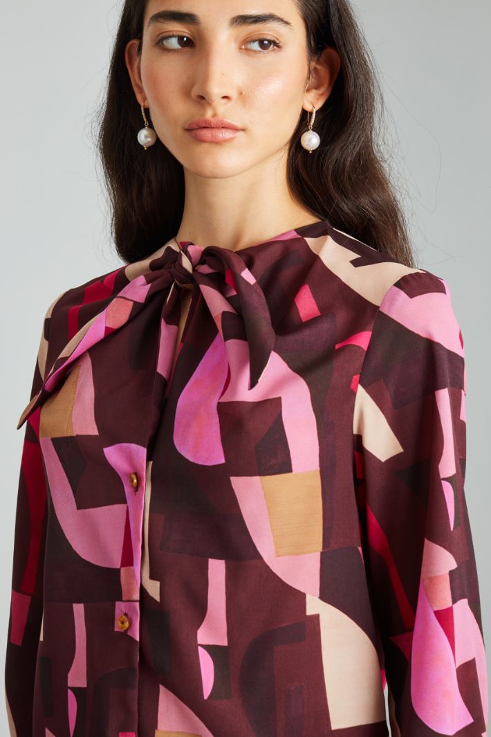 Blusa con fiocco - BORGOGNA ROSA - Fashion Market - 4