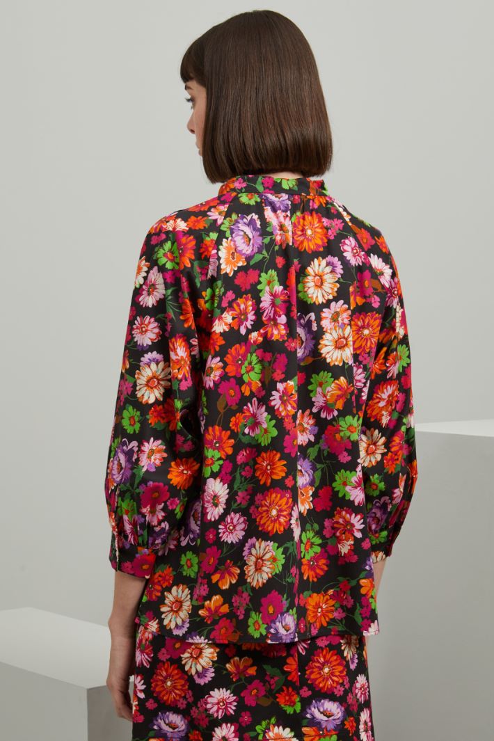Blusa in popeline - FUXIA VERDE ARANCIONE - Fashion Market - 4