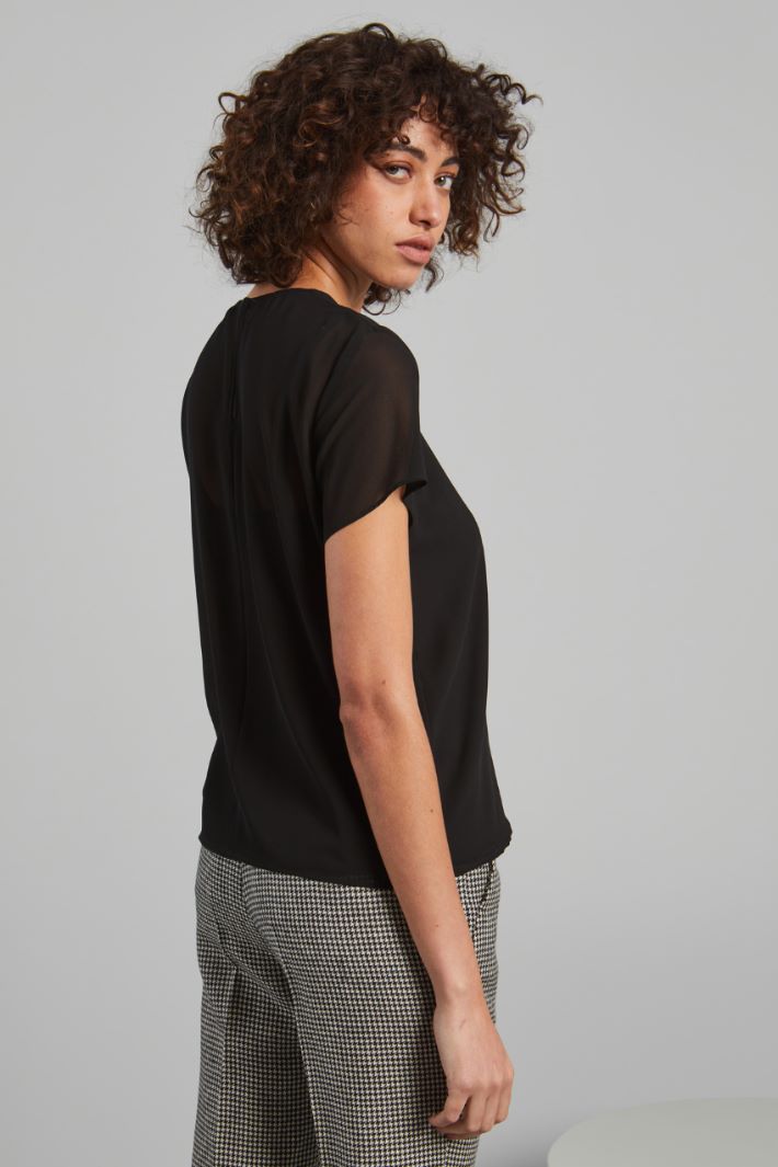 T-shirt in georgette - NERO - Fashion Market - 4