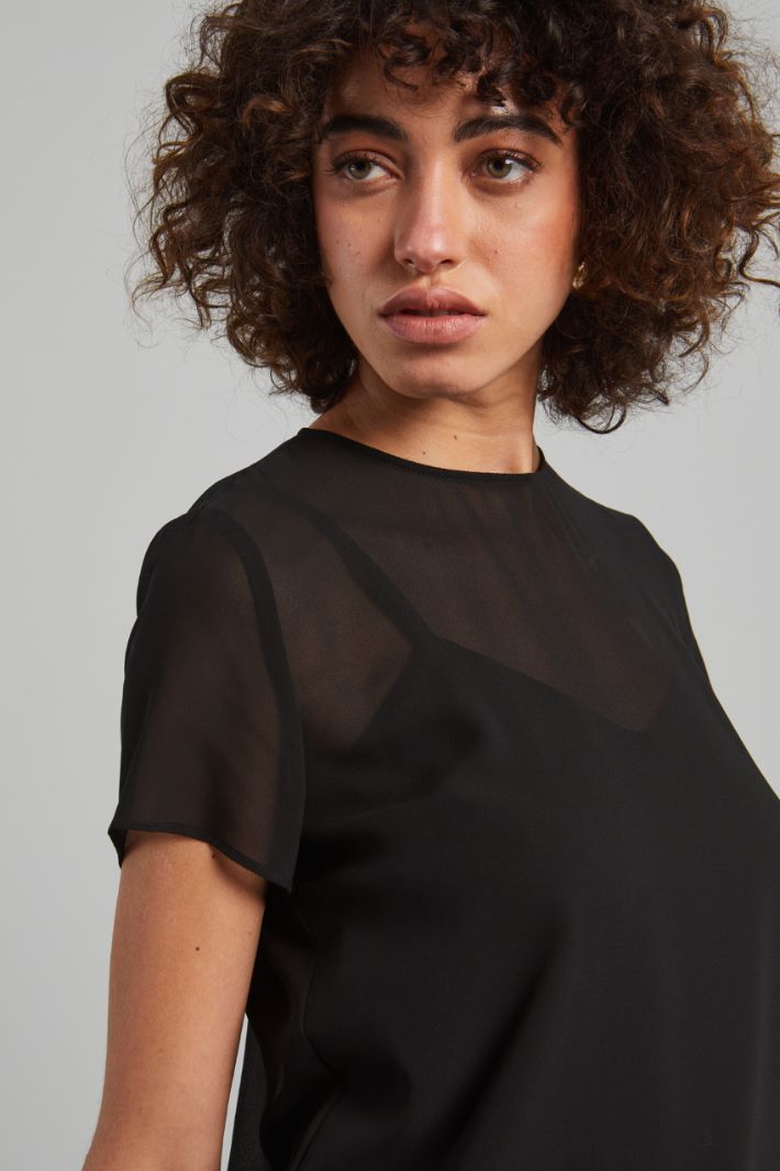 T-shirt in georgette - NERO - Fashion Market - 3
