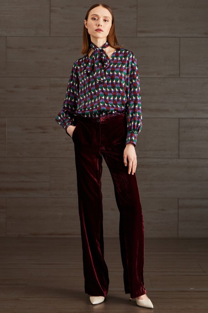 Blusa in raso - VIOLA VERDE BORDEAUX - Fashion Market