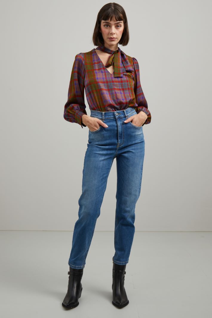 Blusa in raso - VIOLA ROSSO VERDE - Fashion Market