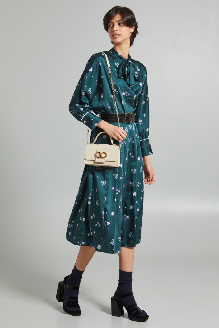Blusa in twill con foulard - VERDE BLU - Fashion Market