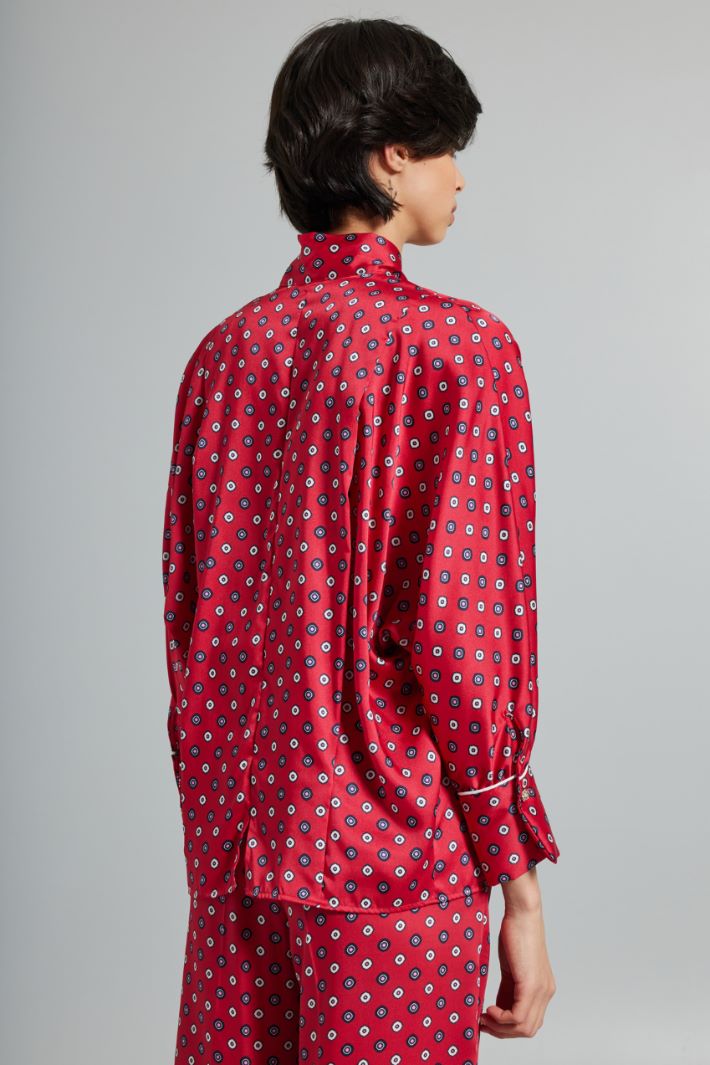 Blusa in twill con foulard - ROSSO BLU - Fashion Market - 4