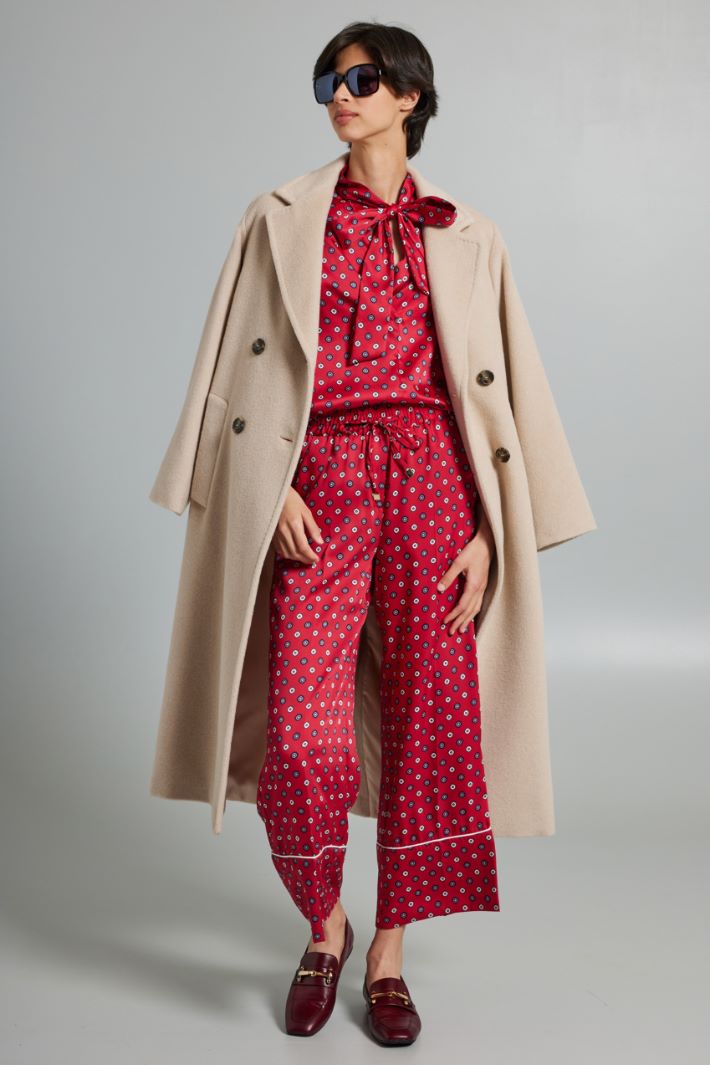 Blusa in twill con foulard - ROSSO BLU - Fashion Market
