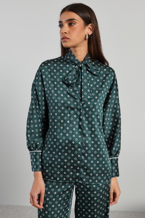 Blusa in twill con foulard - Fashion Market