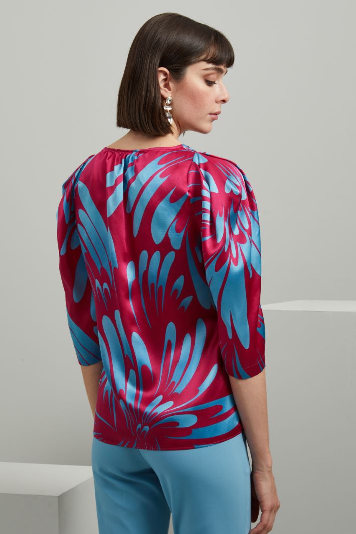 Casacca in raso di seta - FUXIA AZZURRO - Fashion Market - 4