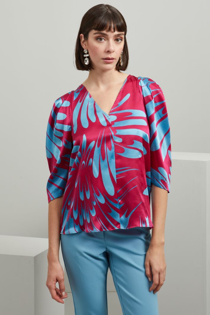 Casacca in raso di seta - FUXIA AZZURRO - Fashion Market - 2