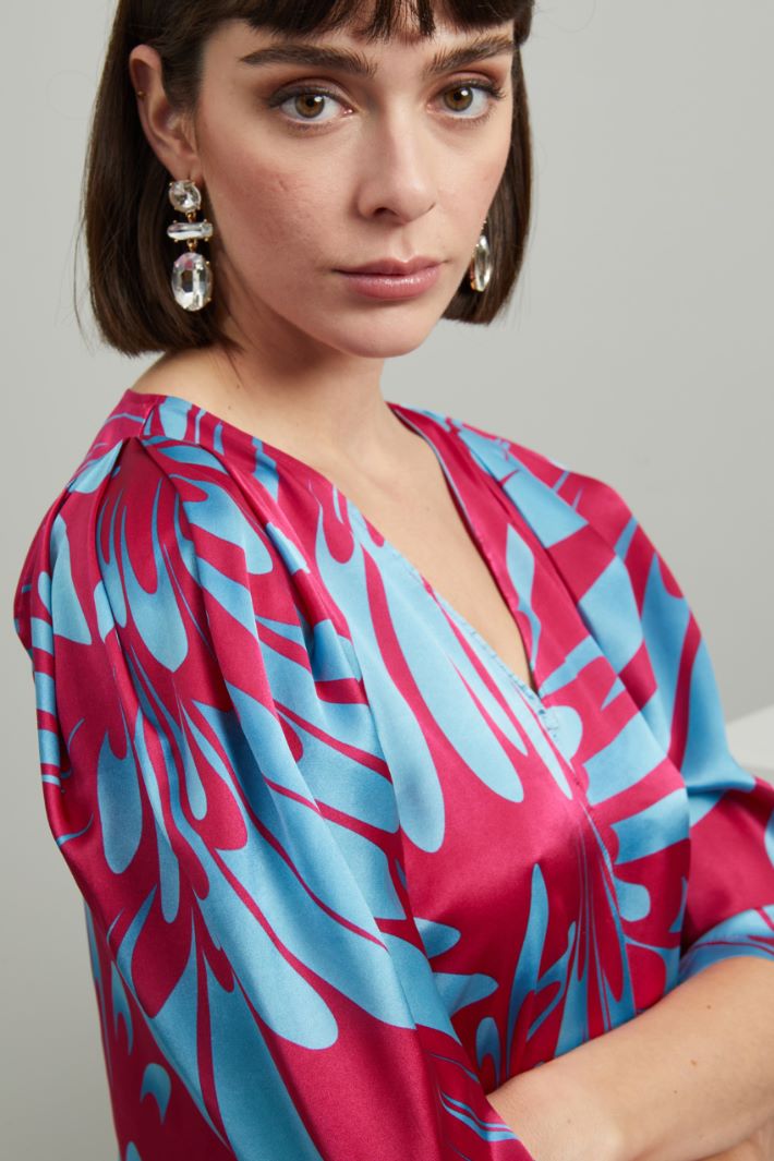 Casacca in raso di seta - FUXIA AZZURRO - Fashion Market - 3