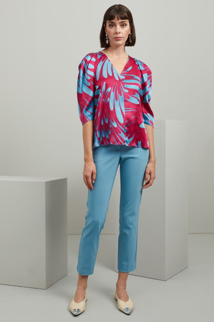 Casacca in raso di seta - FUXIA AZZURRO - Fashion Market