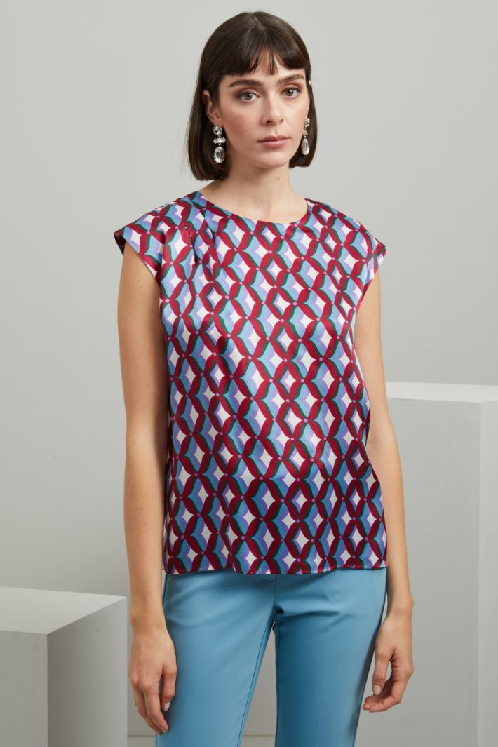 Top in seta - MAGENTA VERDE AZZURRO - Fashion Market - 2