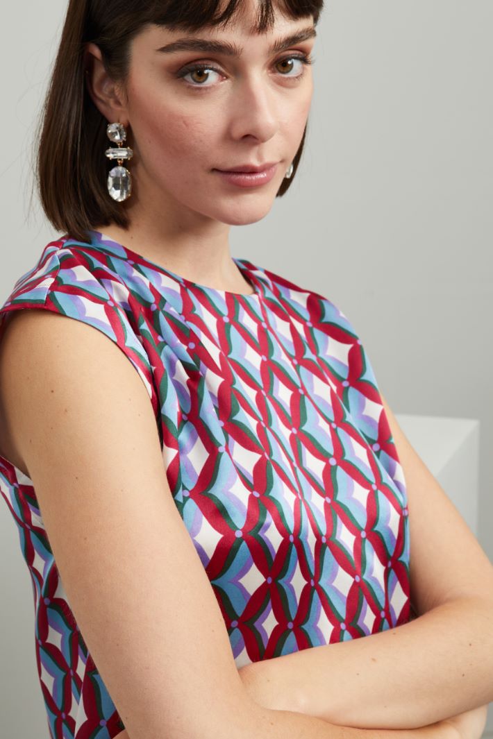 Top in seta - MAGENTA VERDE AZZURRO - Fashion Market - 3